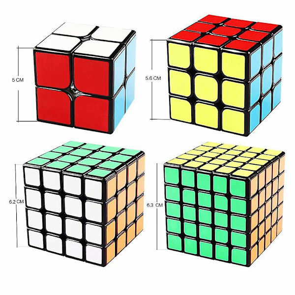 Speed Cube Bundle Magic Cube Puzzle Set 2x2 3x3 4x4 5x5 Sticker Cube Collection Black