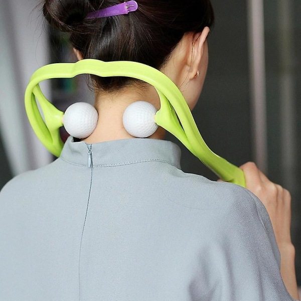 Nakkemassager Shiatsu Dybvæv Dual Trigger Point Skuldermassager, Ergonomisk Håndtagsdesign Bærbar（Grøn）