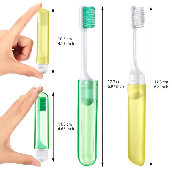 6 delar resetandborste Mini resetandborstesats. Vikbar tandborste levereras med en tandborstelåda för resor