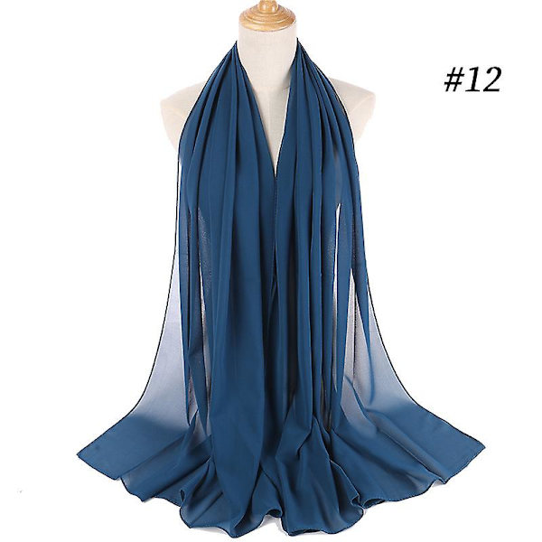Pearl Chiffon Boble Tørklæde Wrap Hovedtørklæde Kvinders Hijab Tørklæde（Mørkeblå）