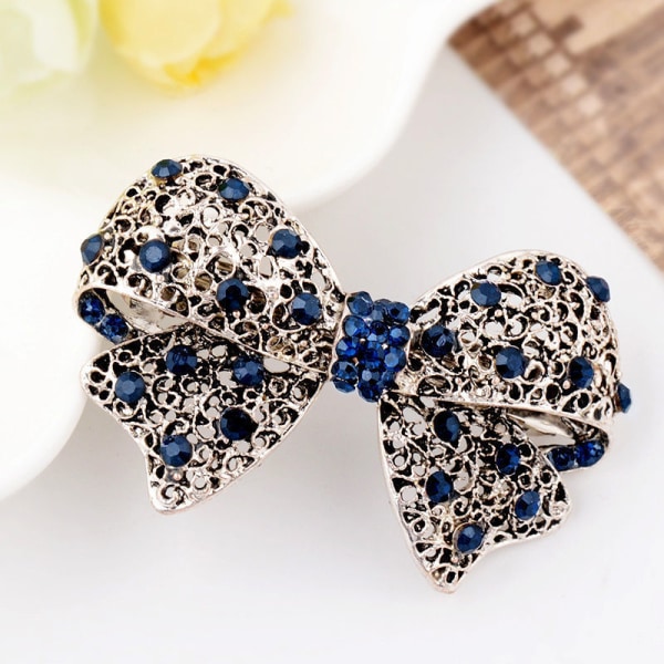 Kvinde Krystal Rhinestone Vintage Blomst Sommerfugl Design Barrette Clip Hårnål Bånd Hår Tilbehør