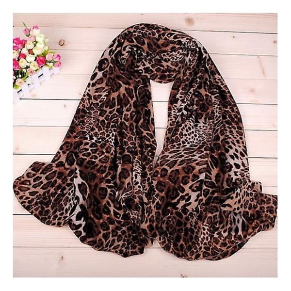 Damer Kvinner Mote Dyr Leopard Trykk Wraps Skjerf Chiffon Sjal Stor Stole（Leopard2）