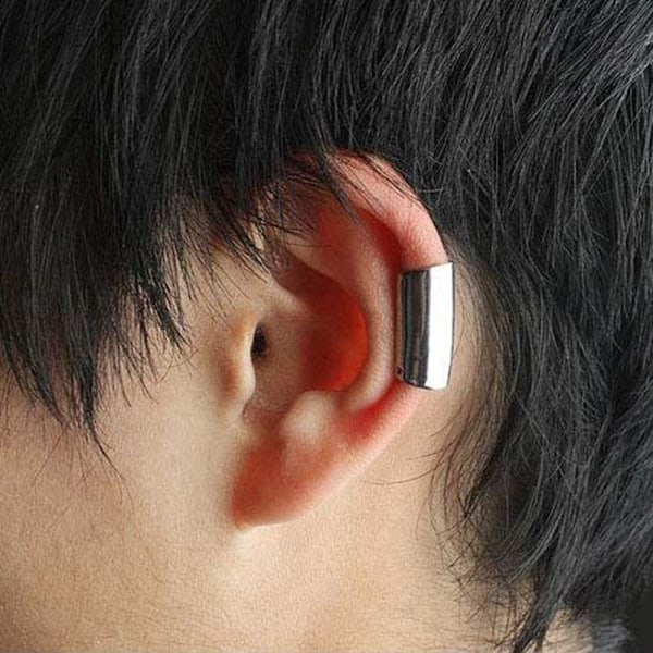 Örhänge Punk Style Lång Rörsform Enkla Klämö örhängen för kvinnor (Färg: Silver)