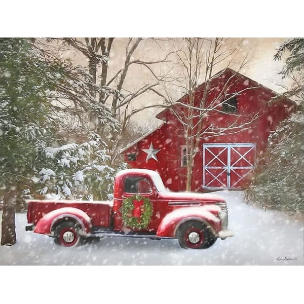 DIY Christmas Truck Diamond painting för vuxna, 5D Full Dia