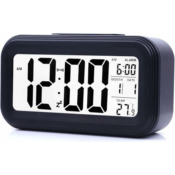Elektronisk klocka med LED-display (svart)