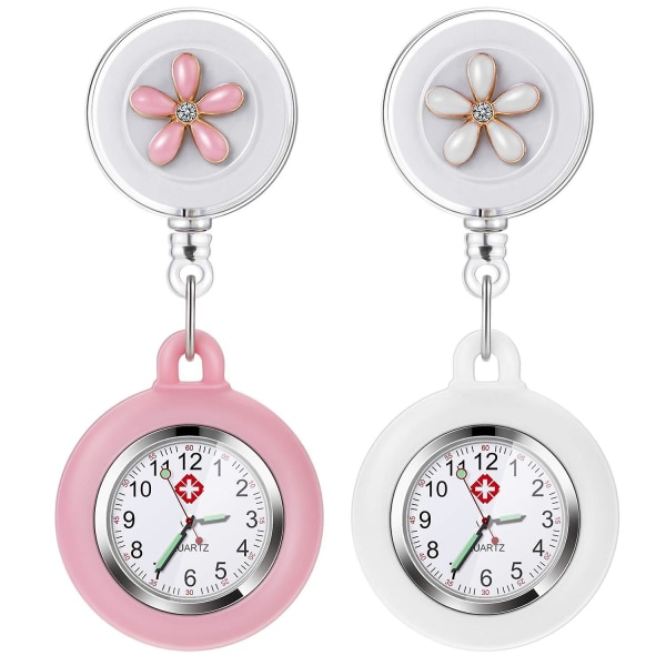 Fob Watch, Nurse Watch, Retractable Clip-on Hanging Lapel Watches, Silicone Cover Nurse Fob Watch With Brooch