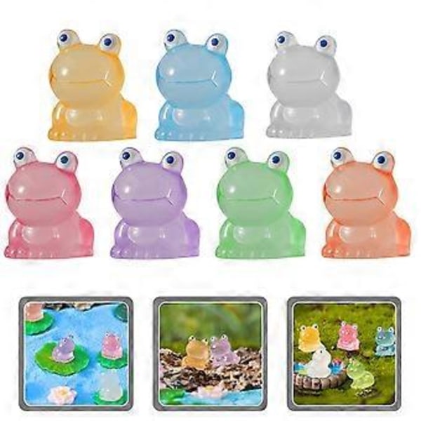 70 stk. Søte Froskefigurer Lysende Resin Miniatyr Froskestatuer Skrivebord Liten Froskedekor