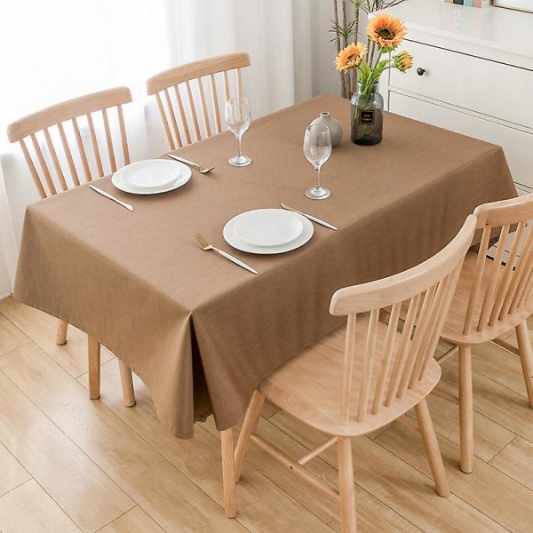 Fyrkantig bordsduk Vattentät polyesterduk Rutig cover Spillsäkert för hemmet (brun)