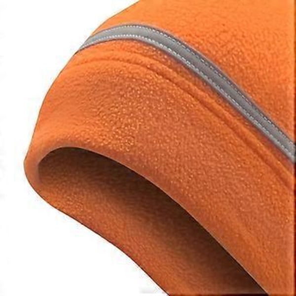 Reflekterende Fleece Lue Vinterlue med Reflekterende Stripe Fleece Tykk Hodeskallelue Sikkerhetslue for Ski Sykling Ridning Vandring (oransje)
