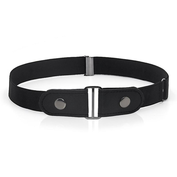 Women Men Buckle Free Stretch Elastic Waist Belt Skinny Waistband（Black）