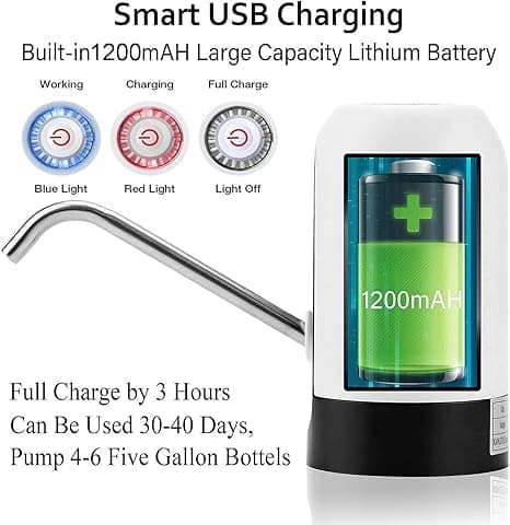 Vattenflaskepumpa 5 Gallon Vattenflaskedispenser USB-laddning Automatisk dricksvattenpump Bärbar elektrisk vattenpump Vattenflaskeomkopplare