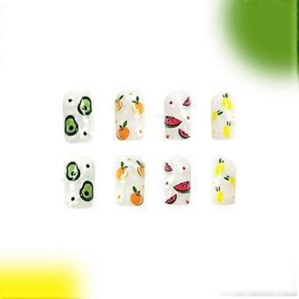 Litet Blomma Jordgubbe Färsk Apelsin Frukt Nagelkonst Set 24 Flye252617