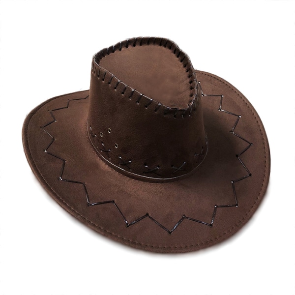 Cowboyhatt kostymetilbehør med bred brem, vill vesten cowgirlhatt, Mørk kaffe, L