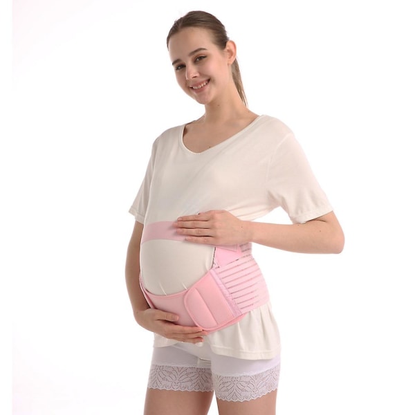 Graviditetsstøtte Graviditetsbælte, talje/ryg/mavebånd, mavebøjle（L Pink）