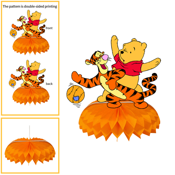 7 stk., Winnie the Pooh temafest honeycomb ball dekoration p