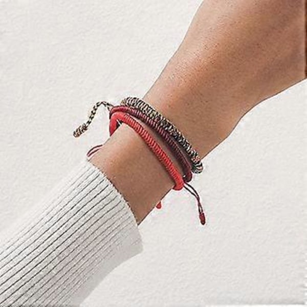 Set med 3 tibetanska buddhistiska armband handgjorda i flätat rep för män och kvinnor