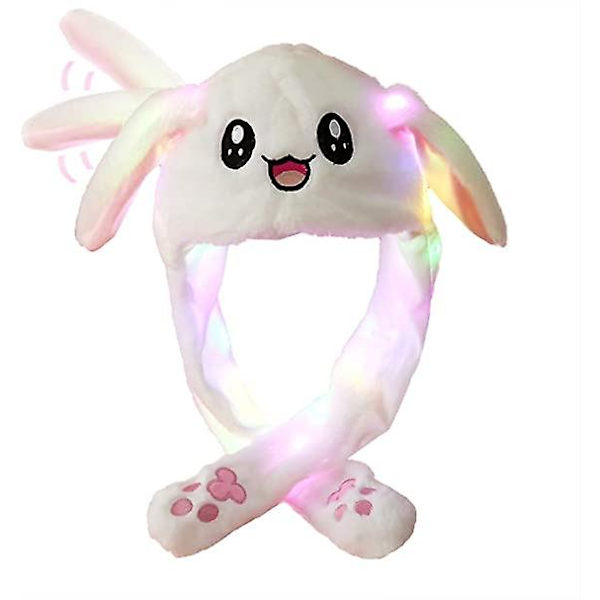 LED-lysende plysj-kaninlue med bevegelige ører - Morsom lue med lysende og bevegelige kaninører for kvinner og jenter, cosplay-lue for julefest og høytid