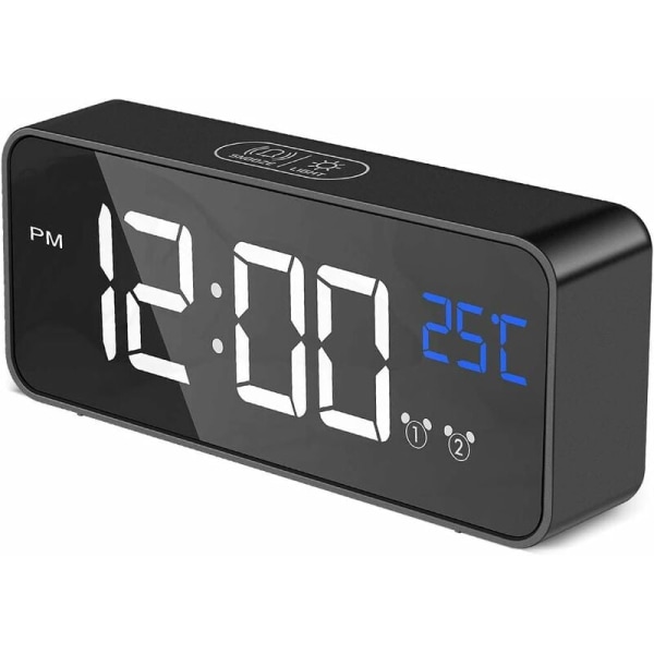 LED Digital Väckarklocka, Elektronisk Väckarklocka med Temperaturstyrd Display Valfria Larm Ljud, för Sovrum, Kontor