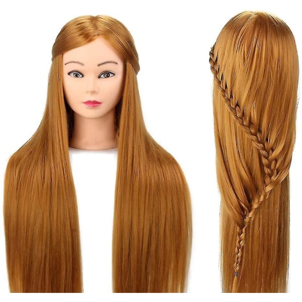 26 Inch Training Head Professional 100% Synthetic Fiber Hair Hairdressing Styling Mannequi