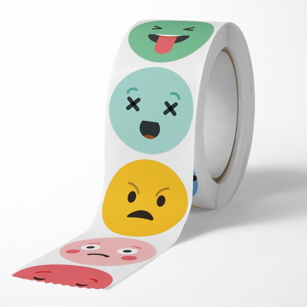 500 st Klistermärken med förseglade tema - Tecknad Emoji, Gift Tag Stickers