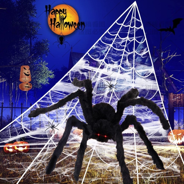 1-pakke 200'' Halloween edderkoppnett 2-pakke 20\" Halloween edderkoppnett