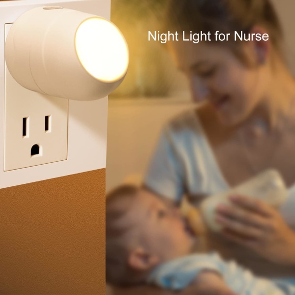 Plug-in nattlys, 360° roterbart LED nattlys, kompakt nattlys støvsensor, automatisk nattvegglampe for soverom, bad, gang, toalett, trapp, gang 6-pakning