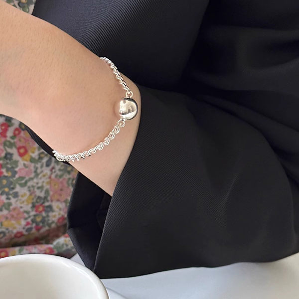 Högkvalitativt silverarmband, enkelt, julklapp