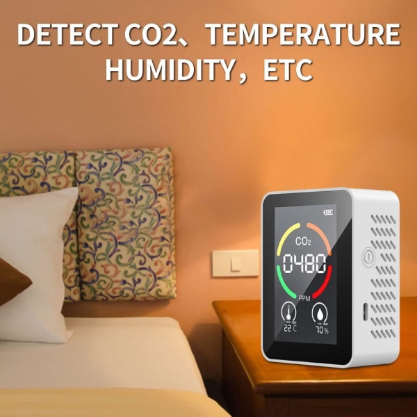 CO2-detektormonitor, CO2-koldioxidluftkvalitetssensor, luft