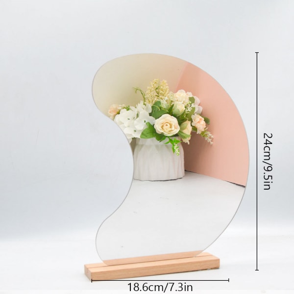 Crescent Shape Acrylic Makeup Mirror, Frameless Dressing Mirror,