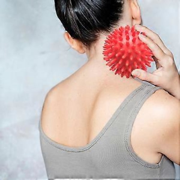Spikmassagebollar Träningsboll Handhållen Mångsidig Kompakt Portabel Manuell Plantarbollar Spikiga Massagerullar för Nacke Rygg Fötter 8cm (Röd) Red