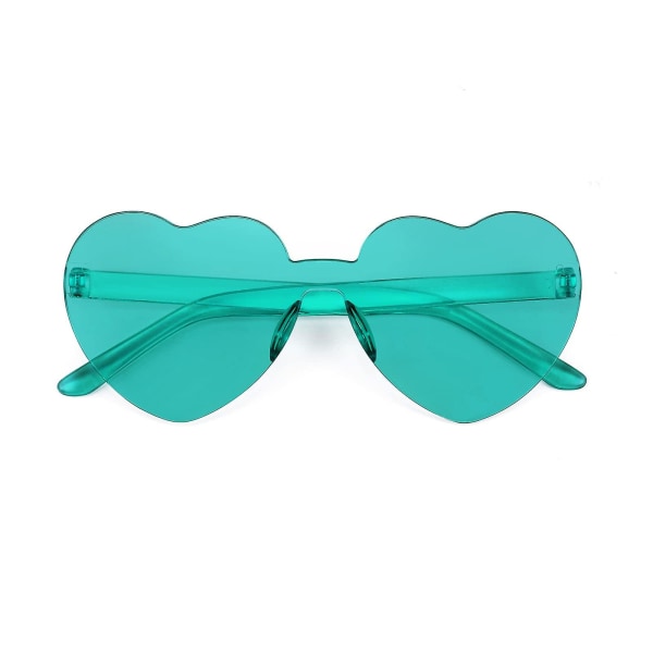 2 pak Rimless hjerteformede solbriller til kvinder, et stykke gennemsigtige trendy kærlighedsbriller（B）