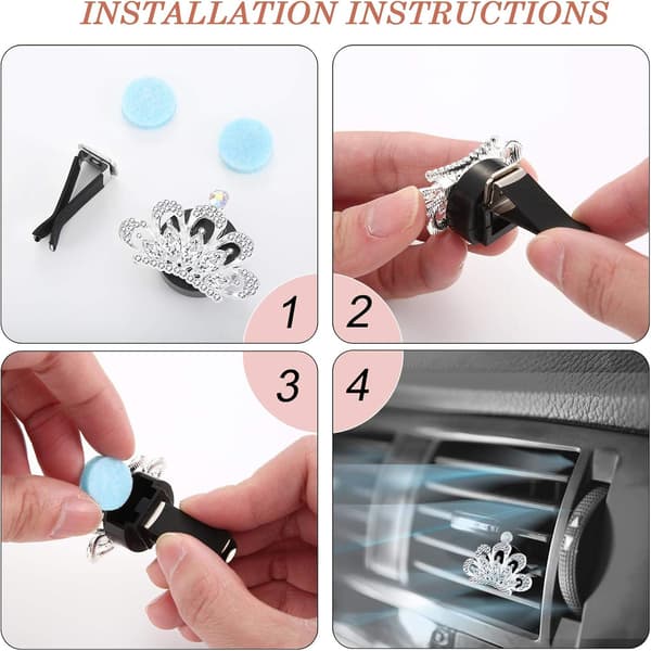 4 stk Bling bilventilklips bildekorasjonstilbehør krystall