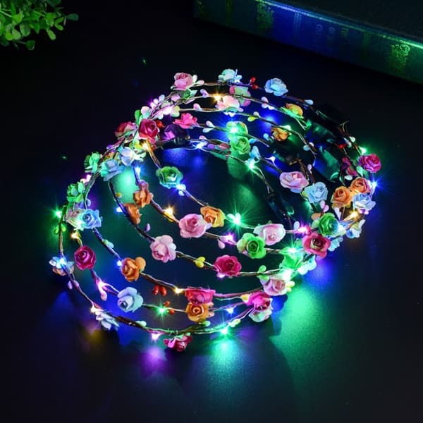 Hårband med LED-blomsterkrans 9 st