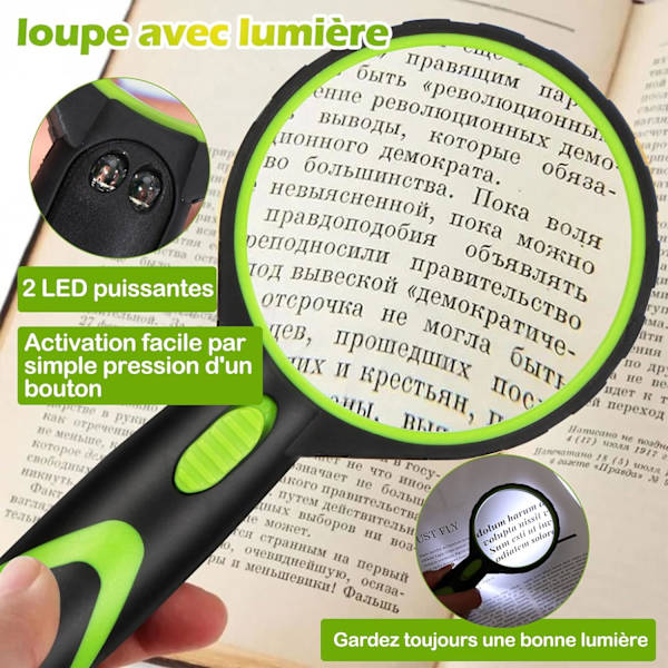 Suurennuslasi valolla, lapsille 10x Suurennuslasit 75mm Han