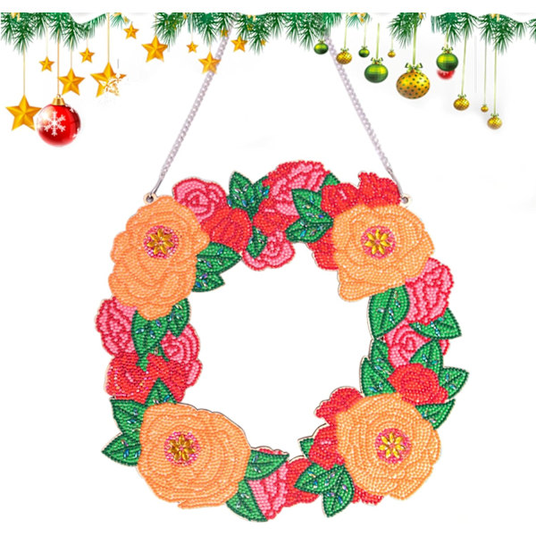Diamantmålning, tomte Diamantmålning Kit, 5D DIY Jul Diamantmålning Julkrans, Färgglad Diamantmålning, Diamantmålning Hänge Kit för Heminredning Present