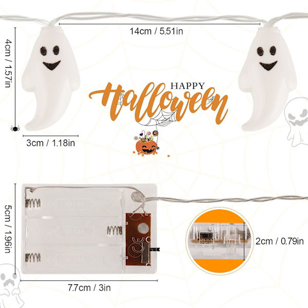 Halloween Ghost Fairy Lights, 3m 20 Led Ghost String Lights Led Battery Operated String Lights For Halloween Garden Party Decoration