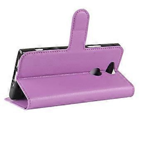 Litchi Tekstur Stand Læder Wallet Mobil Case til Sony Xperia XA2 - Lilla Purple