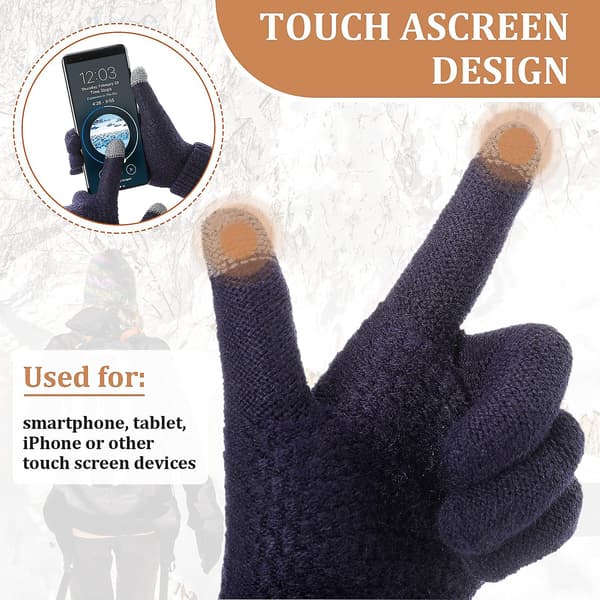 4 par vinter touchscreen-hansker varme strikkede hansker fleece-forede hansker elastiske mansjetthansker