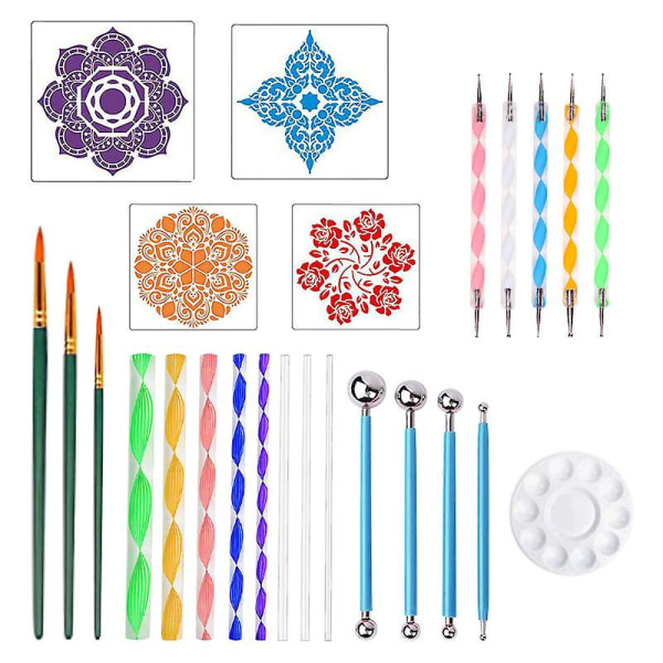 25 stk gør-det-selv mandala prikkeværktøjer sæt Dot Kit Rock Stone Painting Pen Polka Dot Art Tool Skabelon