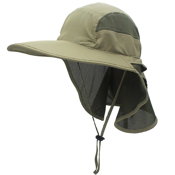 Solhatt, herr Dam Upf 50+ Utomhus Uv Cap Med Nackskydd Vandring Fiskehatt Strand Vikbar Safari Bush Hattar Mesh Hatt（E）