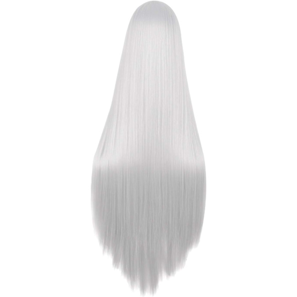39 tuuman / 100 cm pitkä silkkinen suora anime-peruukki (hopea)