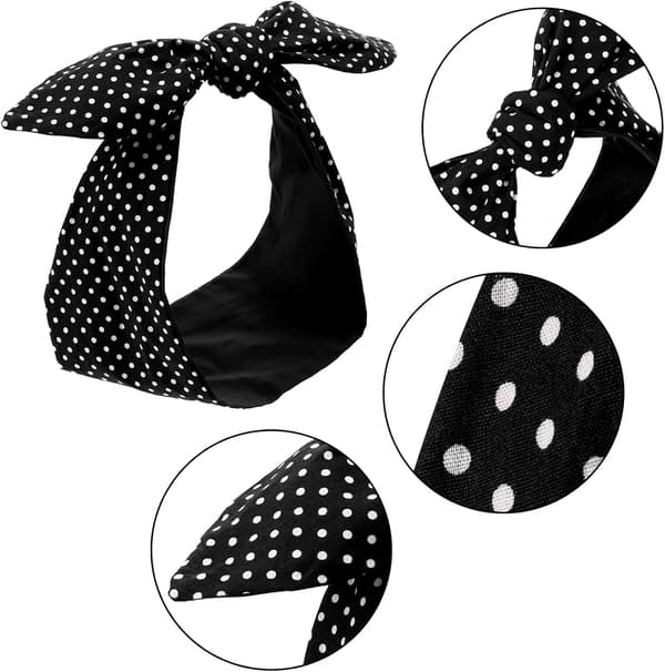 Hvit Polka Dot Bandana Hodebånd Retro Garn Hodebånd Hår Tilbehør