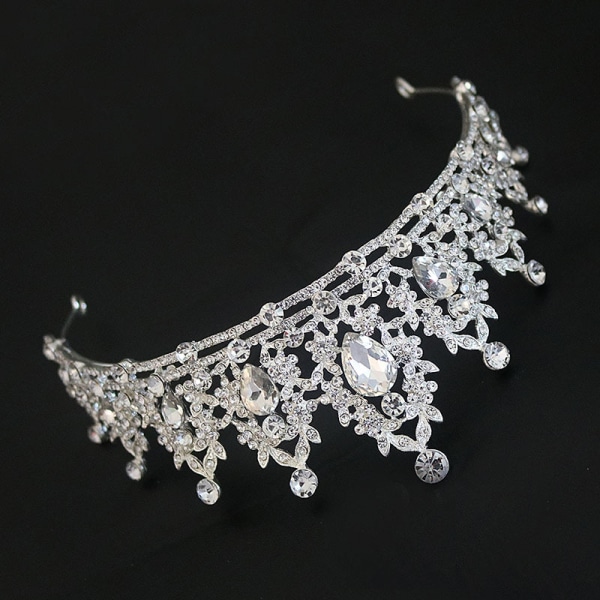 Rhinestone-tiara för bröllop, prinsesstiara för fest, silver tiara för brud, tiara för bröllop och födelsedagsfest