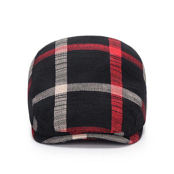Herrplatt Flat Newsboy Hat, Justerbar Irish Cabbie Cap, Andningsbar Jaktmössa för Körning (Svart)