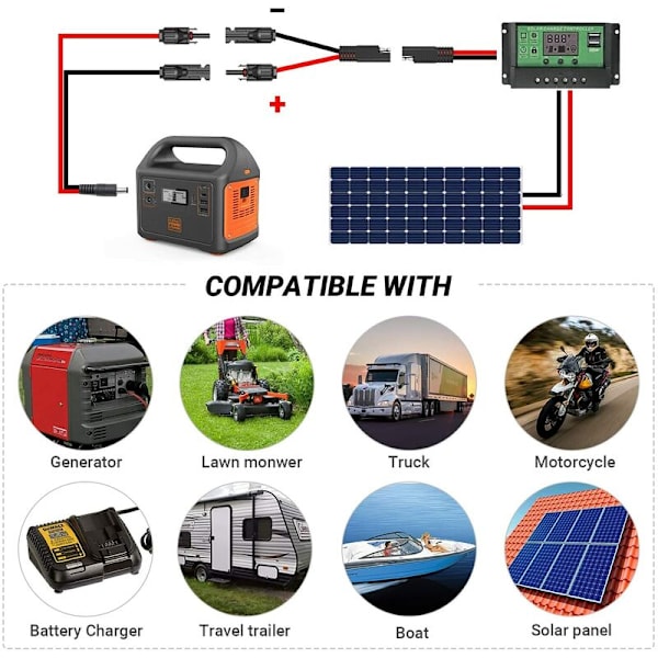 MC4 till SAE-adapter för solpanel till 10 AWG SAE-adapter - 50 cm R