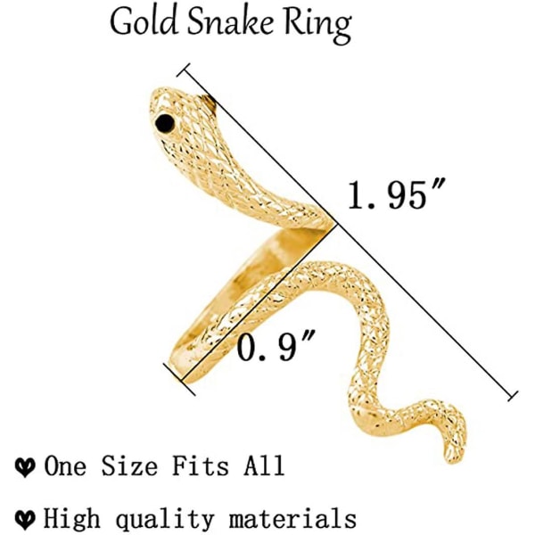 Ormring för kvinnor Reptil Orm Ring Present för ormälskare Reptilälskare Presenter (guld)（Guld）
