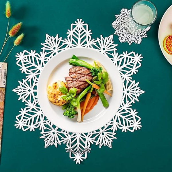 4 kappaletta hopeoisia pöytäaluslautasia, ontto pyöreä aluslautanen, pyöreä