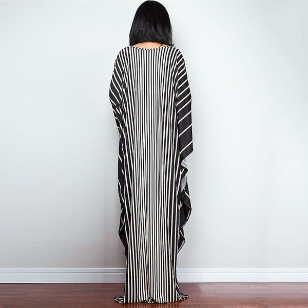 Kvinnors tryckta maxiklänning fladdermusärm strandklänning plus size sommarklänning strandkläder kaftan överdrag Dn0503