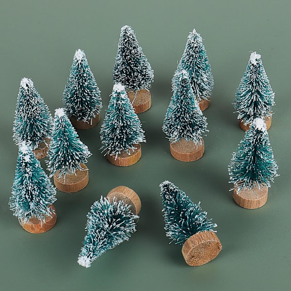 24-pakning med miniatyrjuletrær, juledekorasjoner for kunstprosjekter
