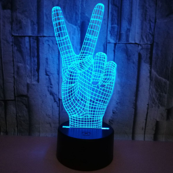 Victory V Gesture 3D Ljus 7 Färger Touch Ljus Stereoskopisk 3D Vision Ljus